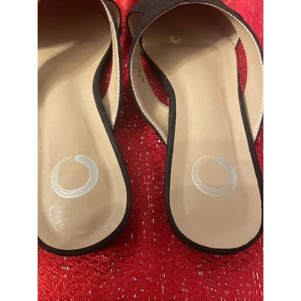 Womens Black Dress Shoes Size 8.5 Flat Slip-ons Suede Pointed Toe